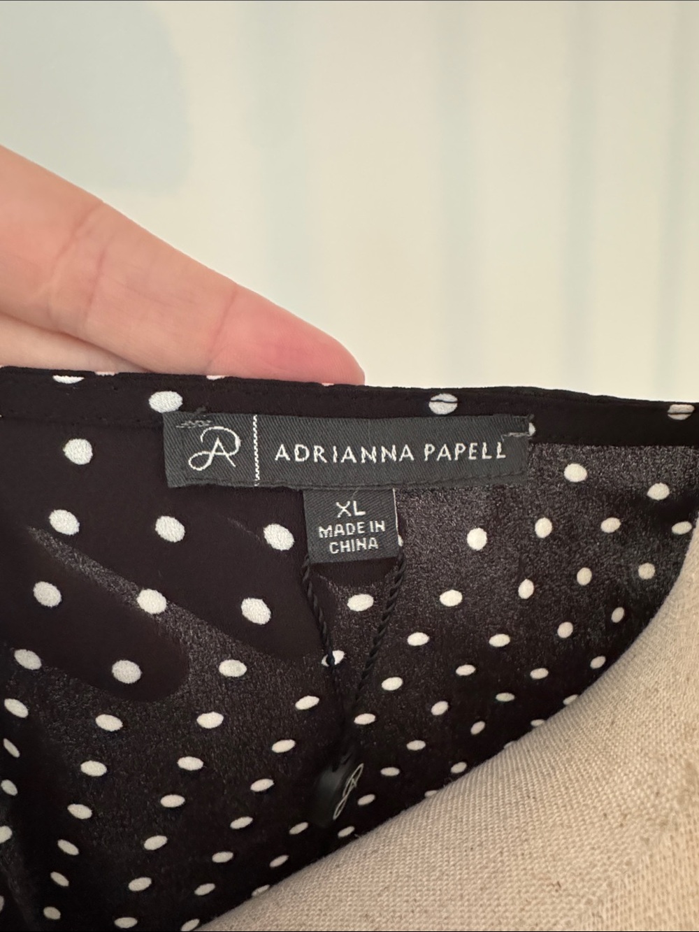 Adrianna Papell Black and White Polka Dot Ruffle Sleeve Blouse - Picture 4 of 5